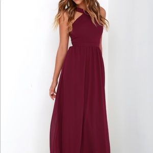 Lulu’s Air of Romance Burgundy Dress